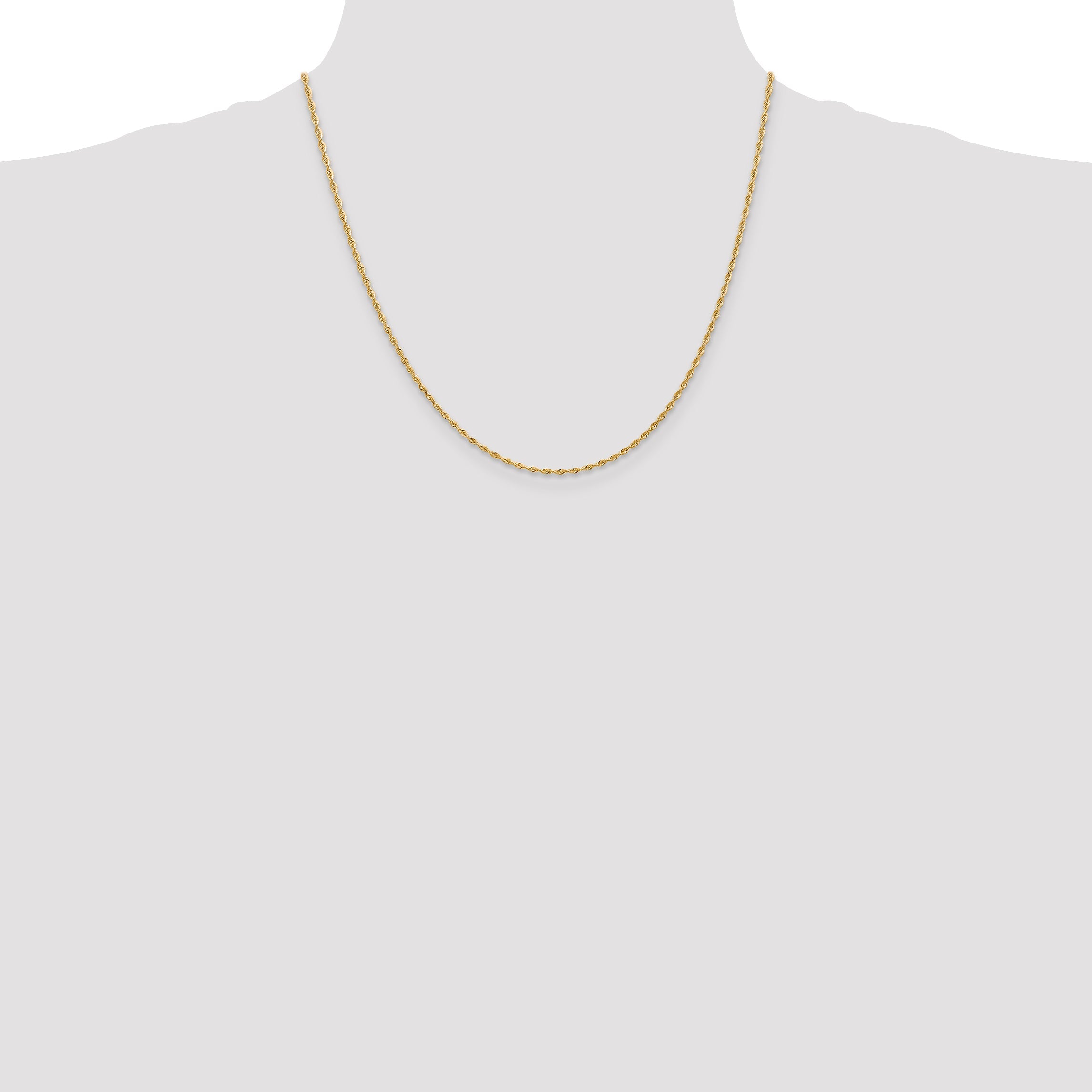 2 Inch 10K Yellow Gold 1.85mm D/C Quadruple Rope Chain Necklace
