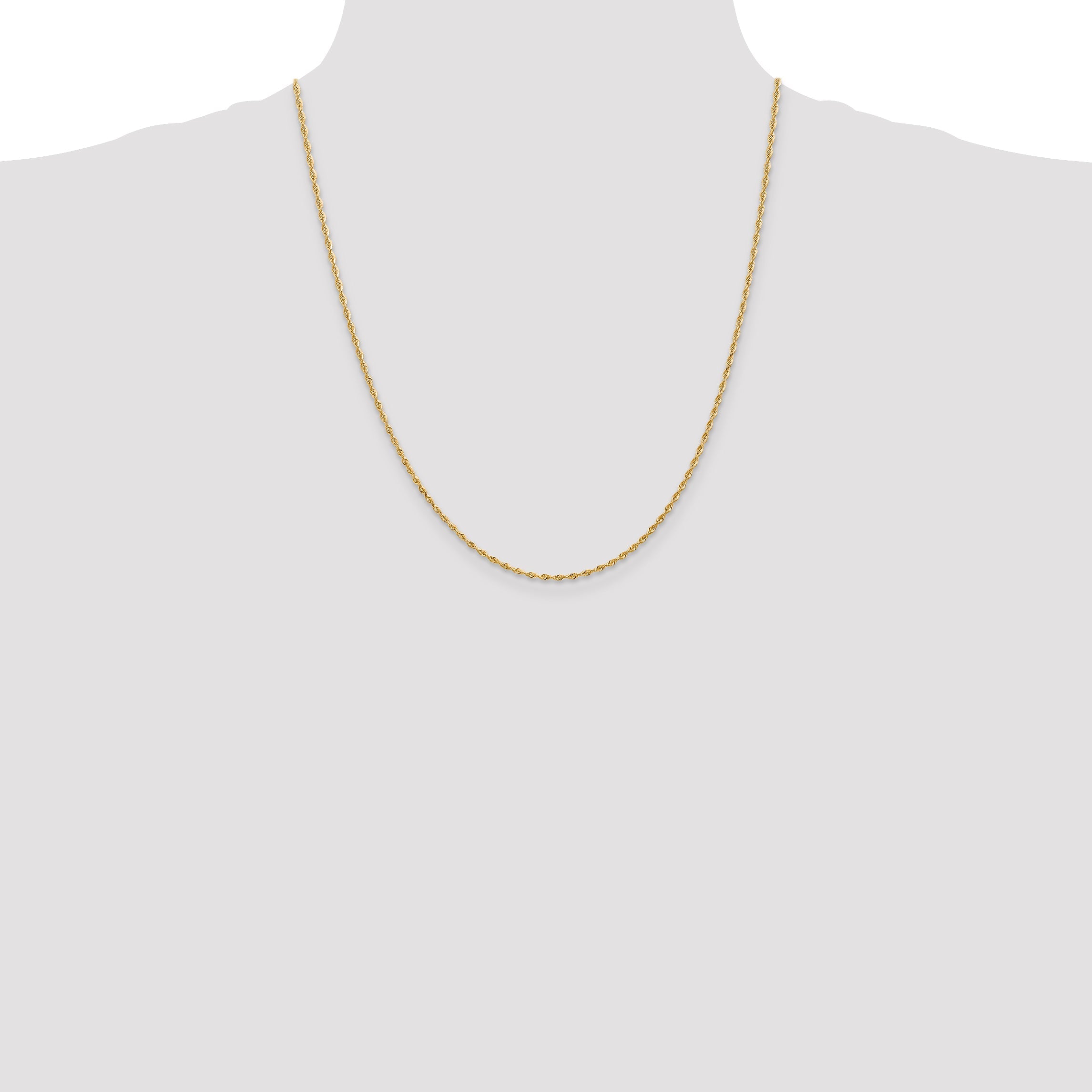 22 Inch 10K Yellow Gold 1.85mm D/C Quadruple Rope Chain Necklace