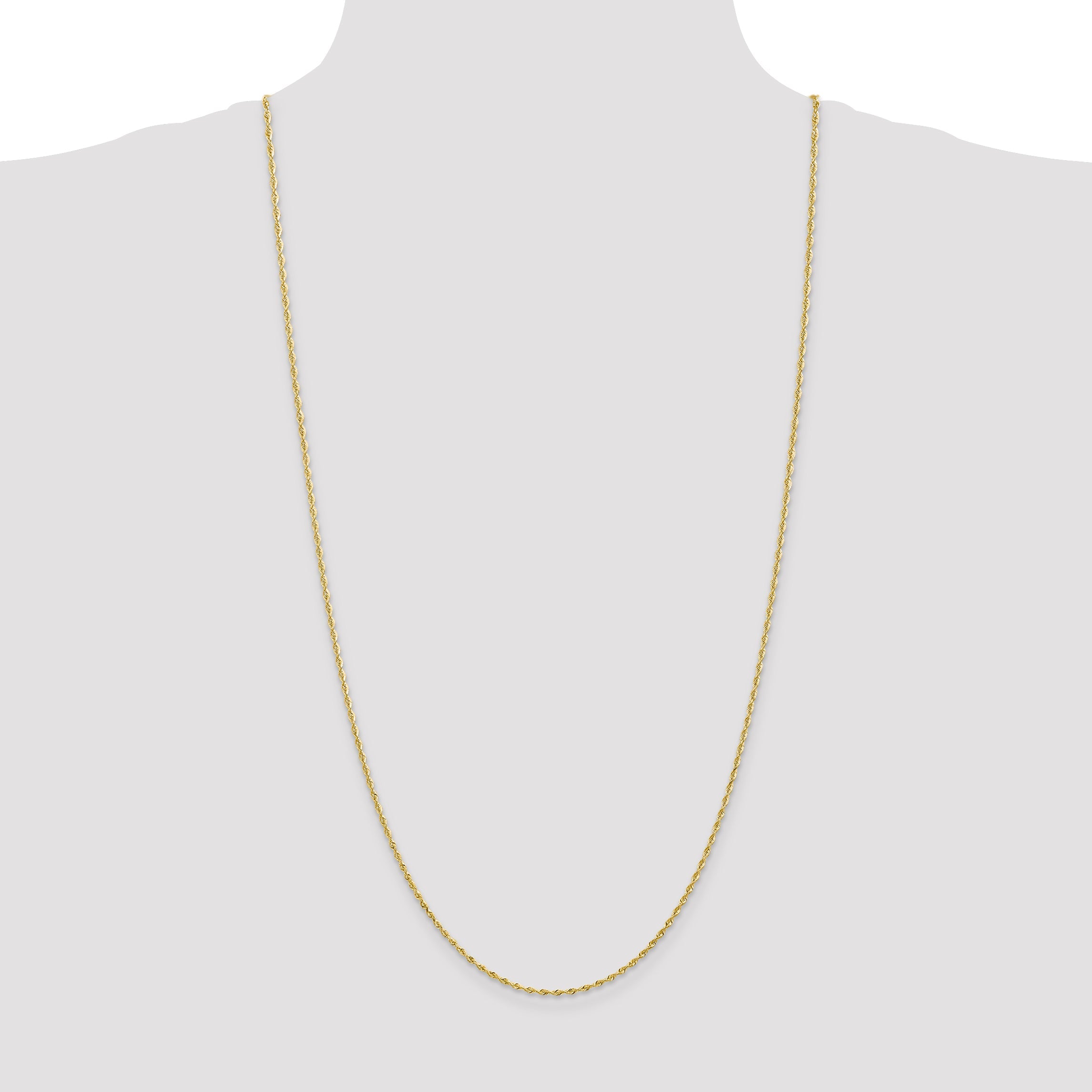 3 Inch 10K Yellow Gold 1.85mm D/C Quadruple Rope Chain Necklace