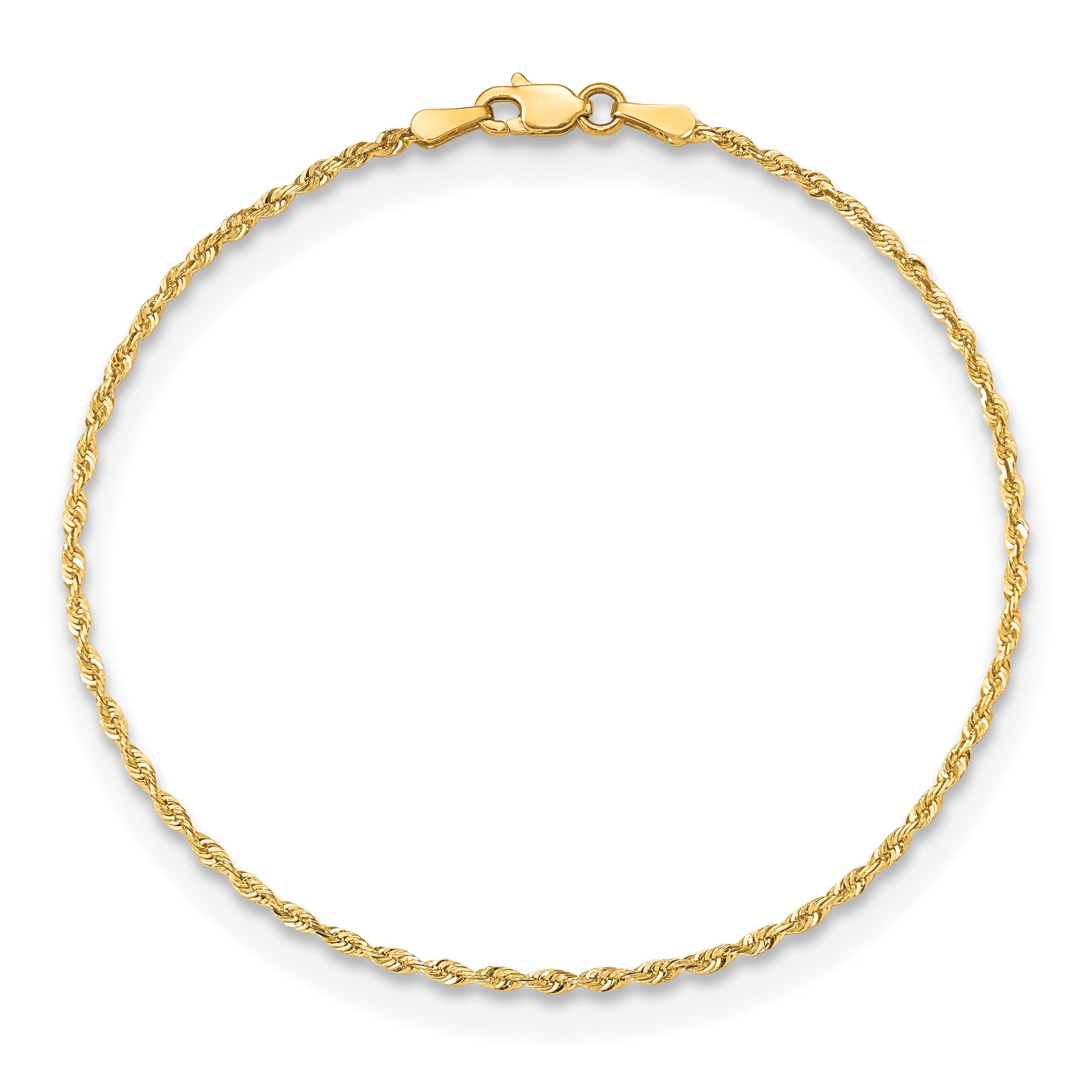 10K Yellow Gold 1.85mm D/C Quadruple Rope Chain Anklet