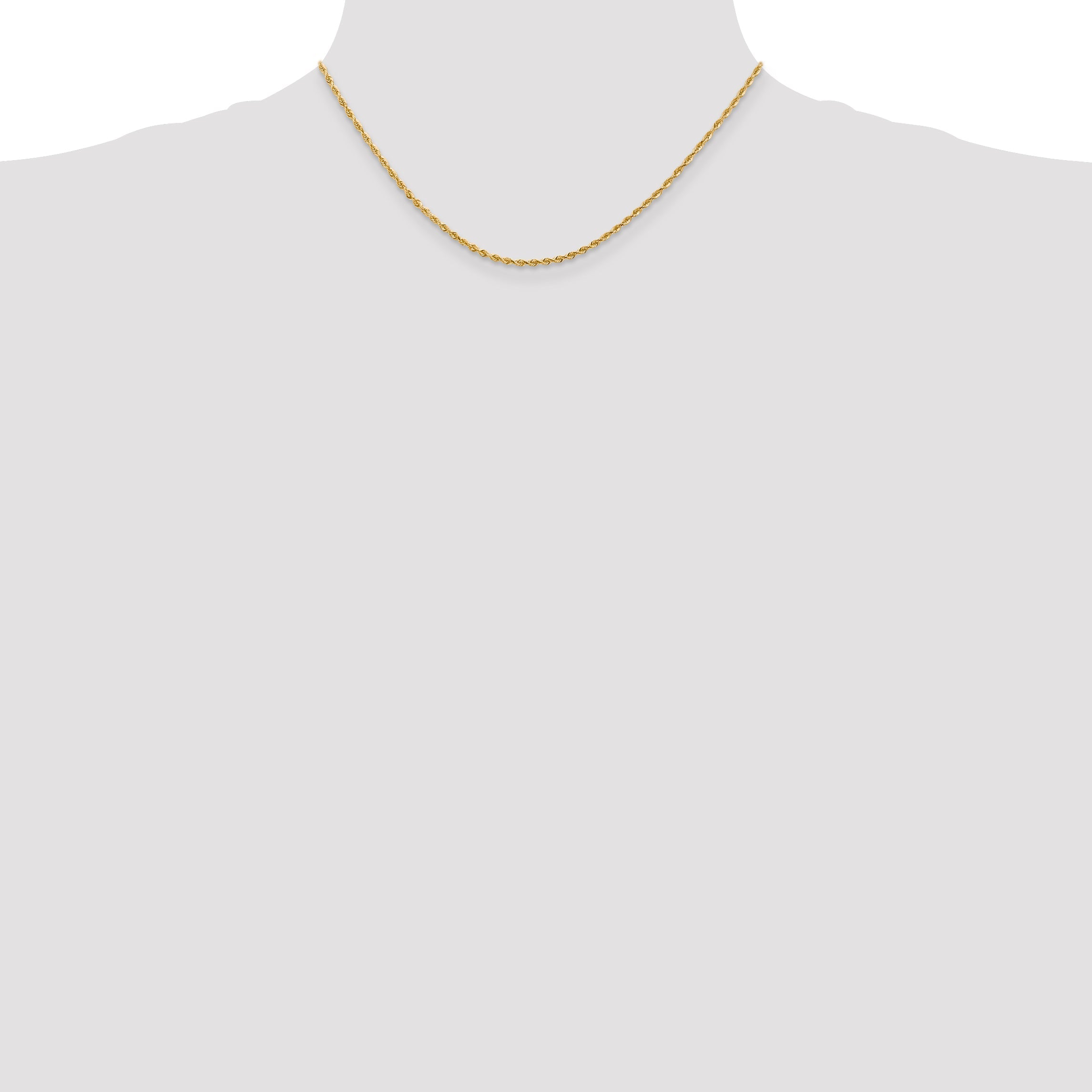 16 Inch 10K Yellow Gold 2mm D/C Quadruple Rope Chain Necklace