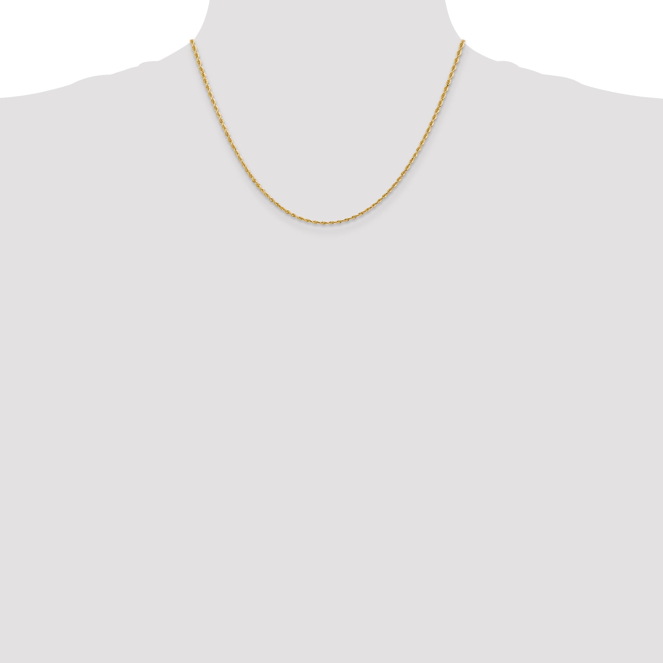 18 Inch 10K Yellow Gold 2mm D/C Quadruple Rope Chain Necklace
