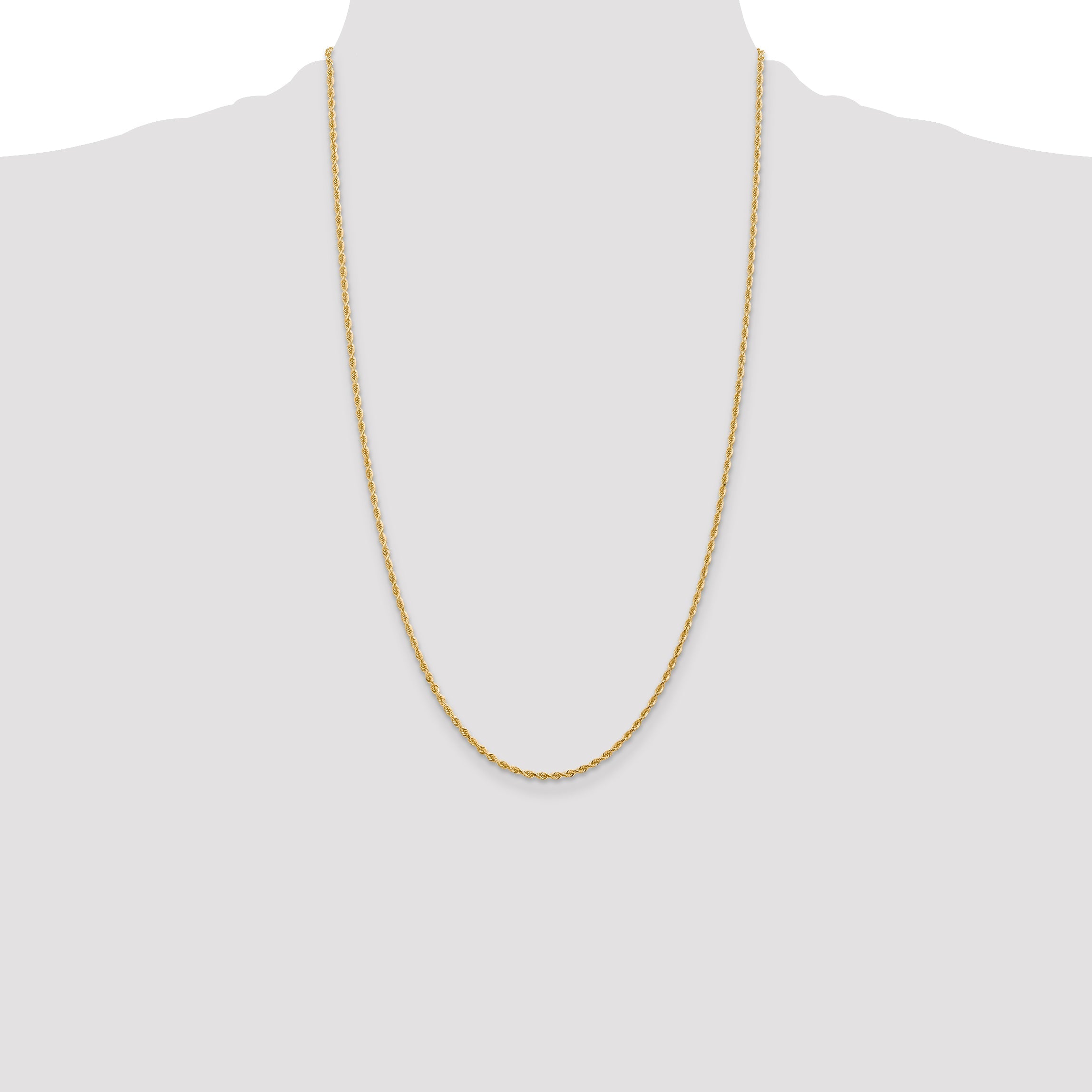 26 Inch 10K Yellow Gold 2mm D/C Quadruple Rope Chain Necklace