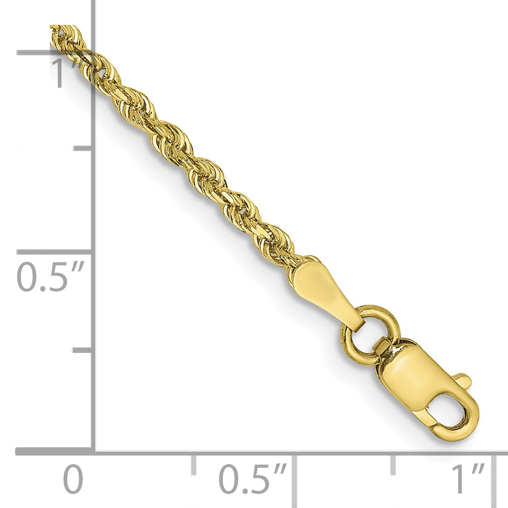 7 Inch 10K Yellow Gold 2mm D/C Quadruple Rope Chain Bracelet