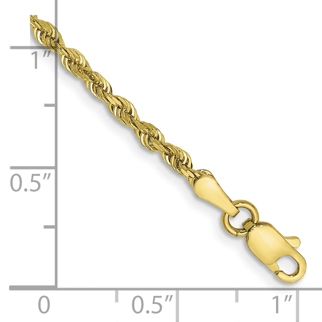 8 Inch 10K Yellow Gold 2.25mm D/C Quadruple Rope Chain Bracelet
