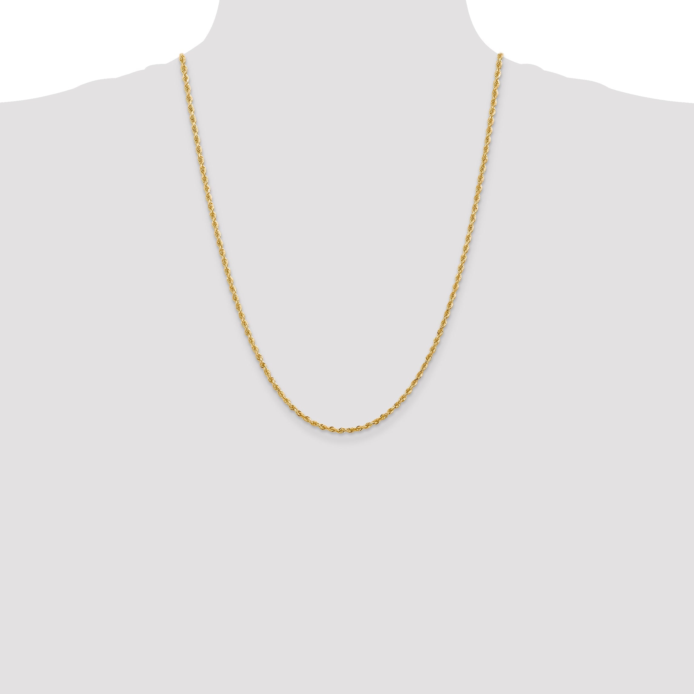 24 Inch 10K Yellow Gold 2.75mm D/C Quadruple Rope Chain Necklace