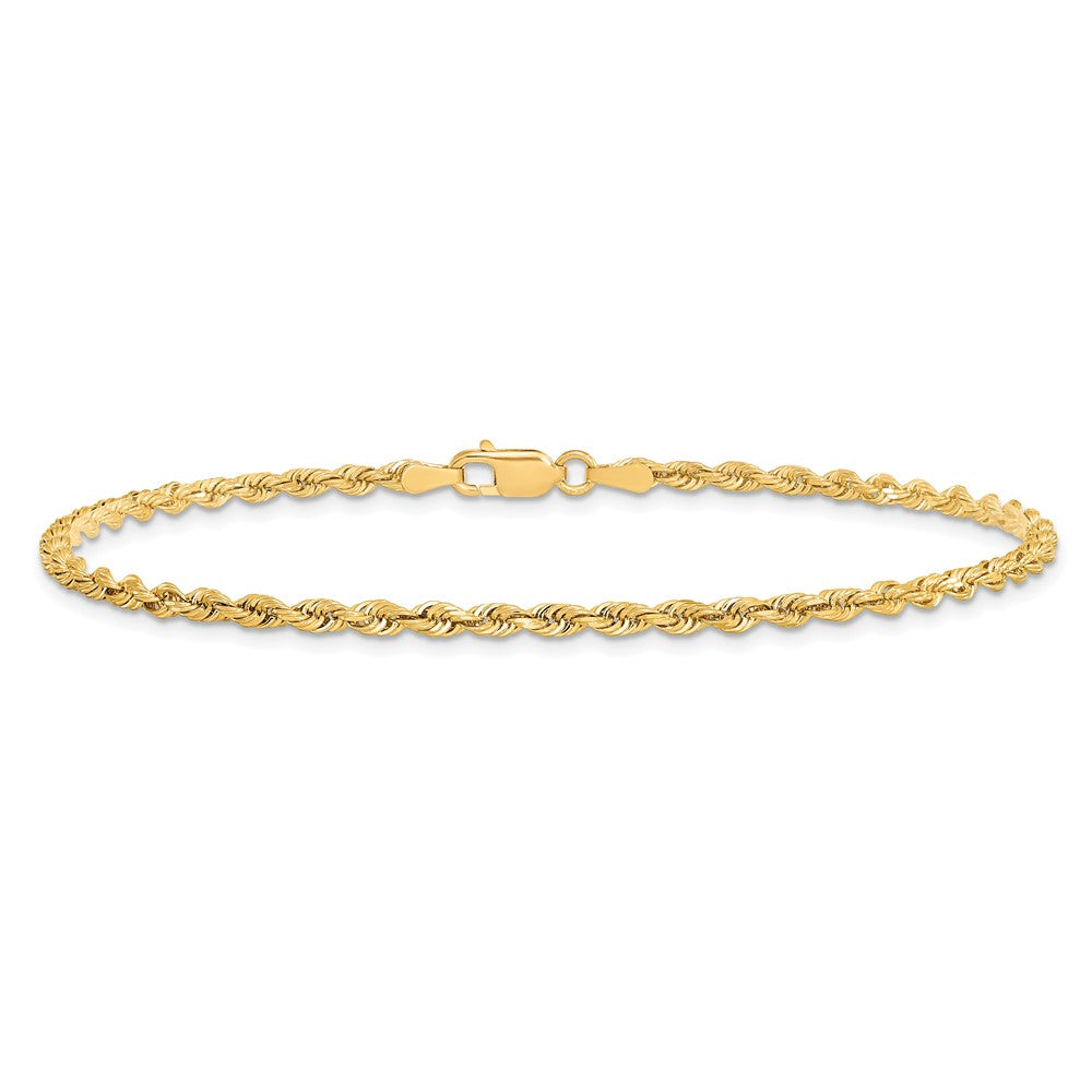 9 Inch 10K Yellow Gold 2.75mm D/C Quadruple Rope Chain Bracelet