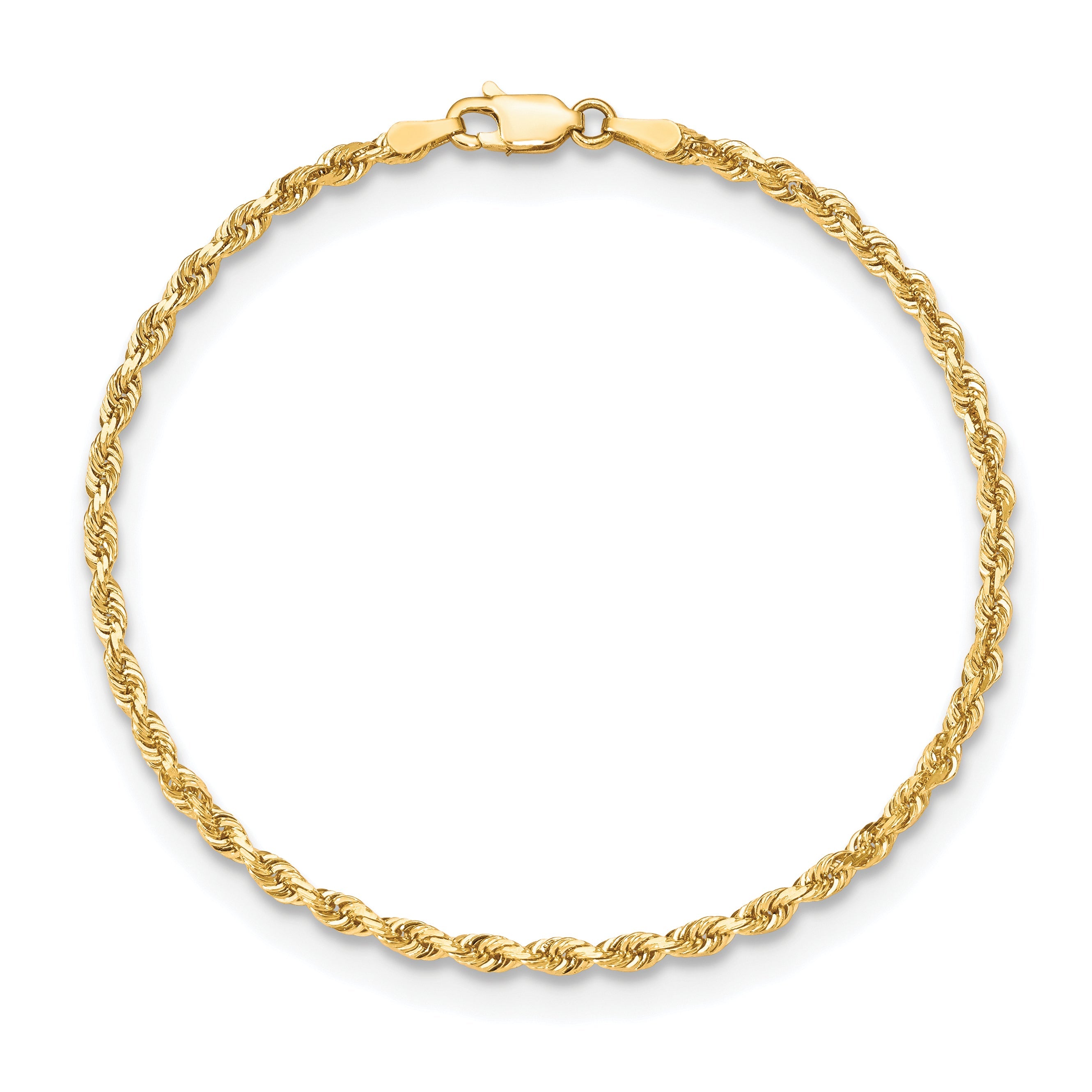 7 Inch 10K Yellow Gold 3mm D/C Quadruple Rope Chain Bracelet