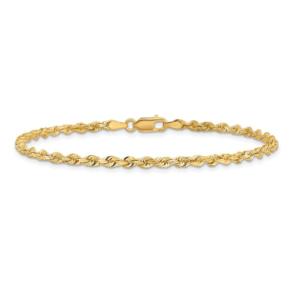 8 Inch 10K Yellow Gold 3mm D/C Quadruple Rope Chain Bracelet