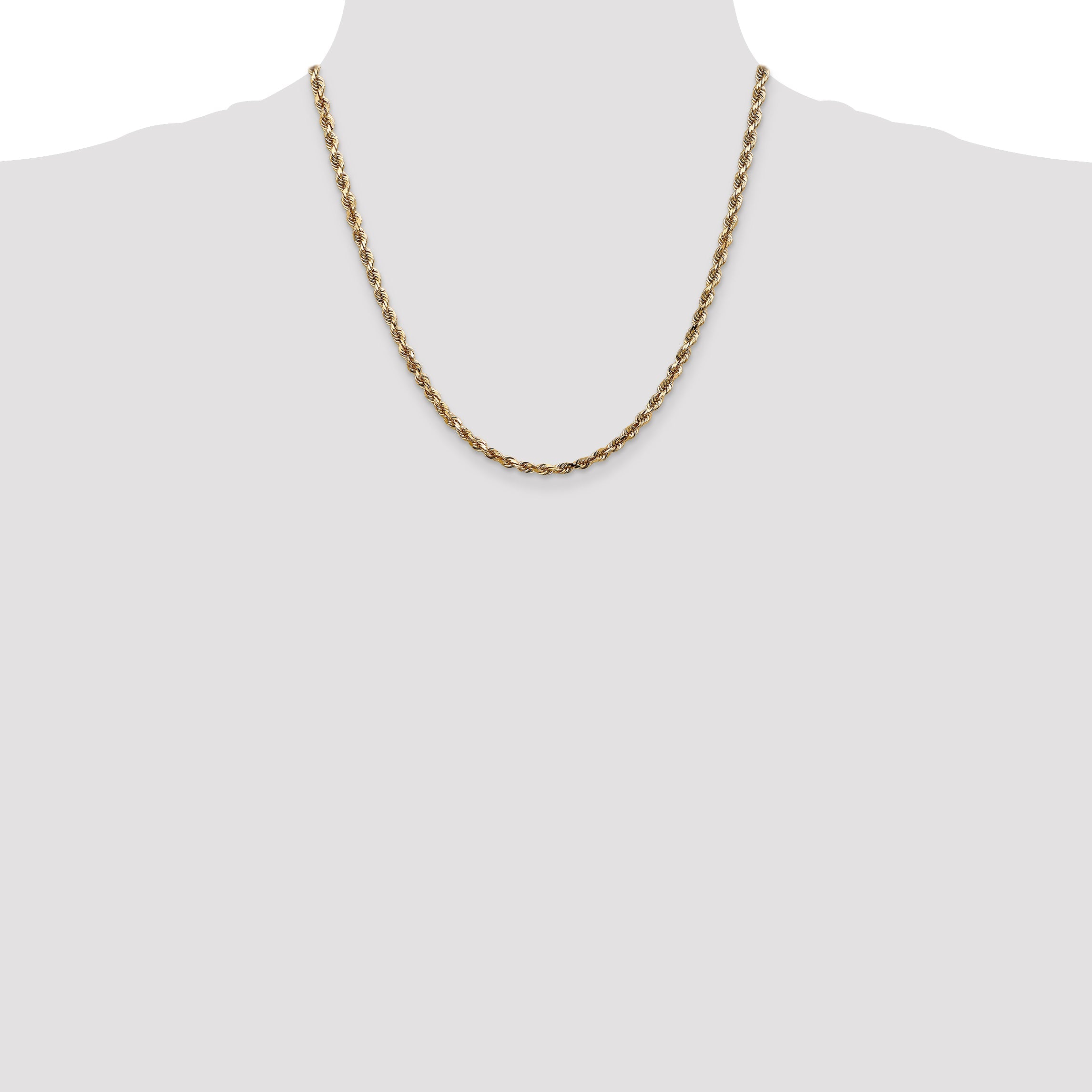 2 Inch 10K Yellow Gold 4mm D/C Quadruple Rope Chain Necklace