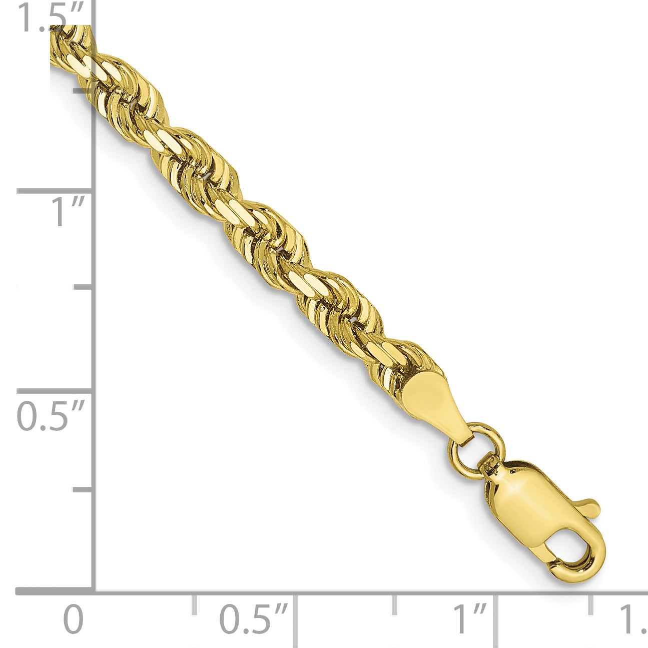 8 Inch 10K Yellow Gold 4mm D/C Quadruple Rope Chain Bracelet