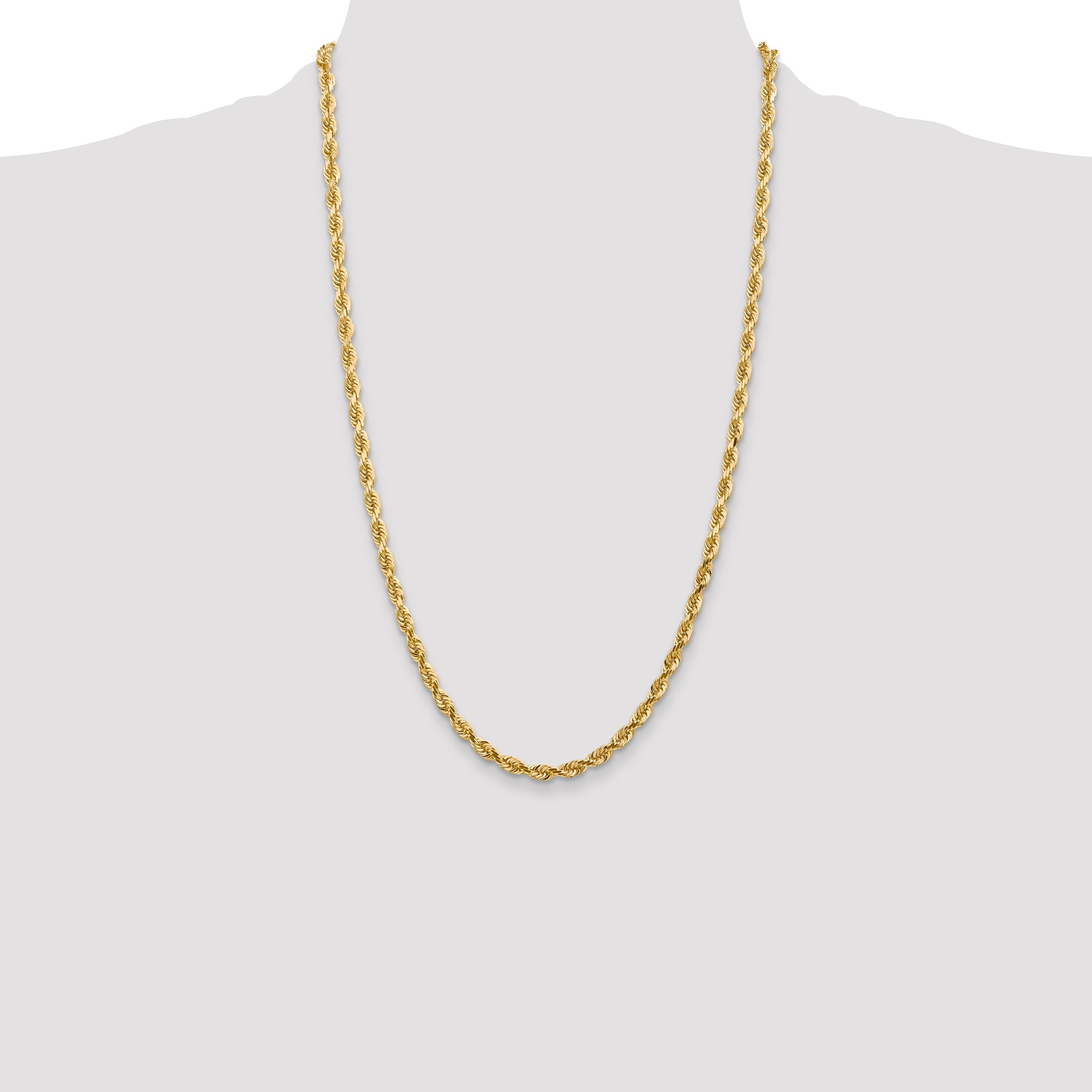 26 Inch 10K Yellow Gold 4.5mm D/C Quadruple Rope Chain Necklace