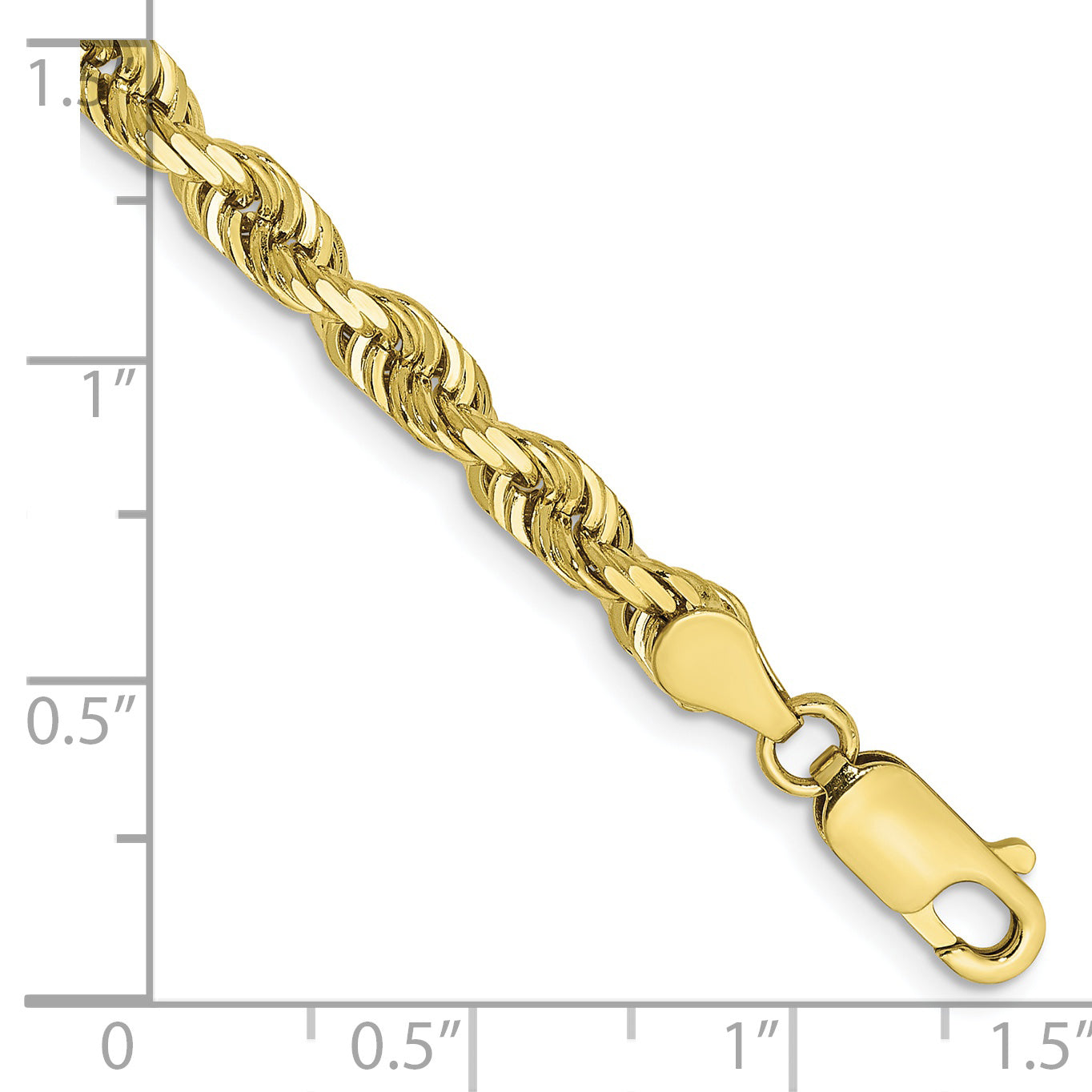 7 Inch 10K Yellow Gold 4.5mm D/C Quadruple Rope Chain Bracelet