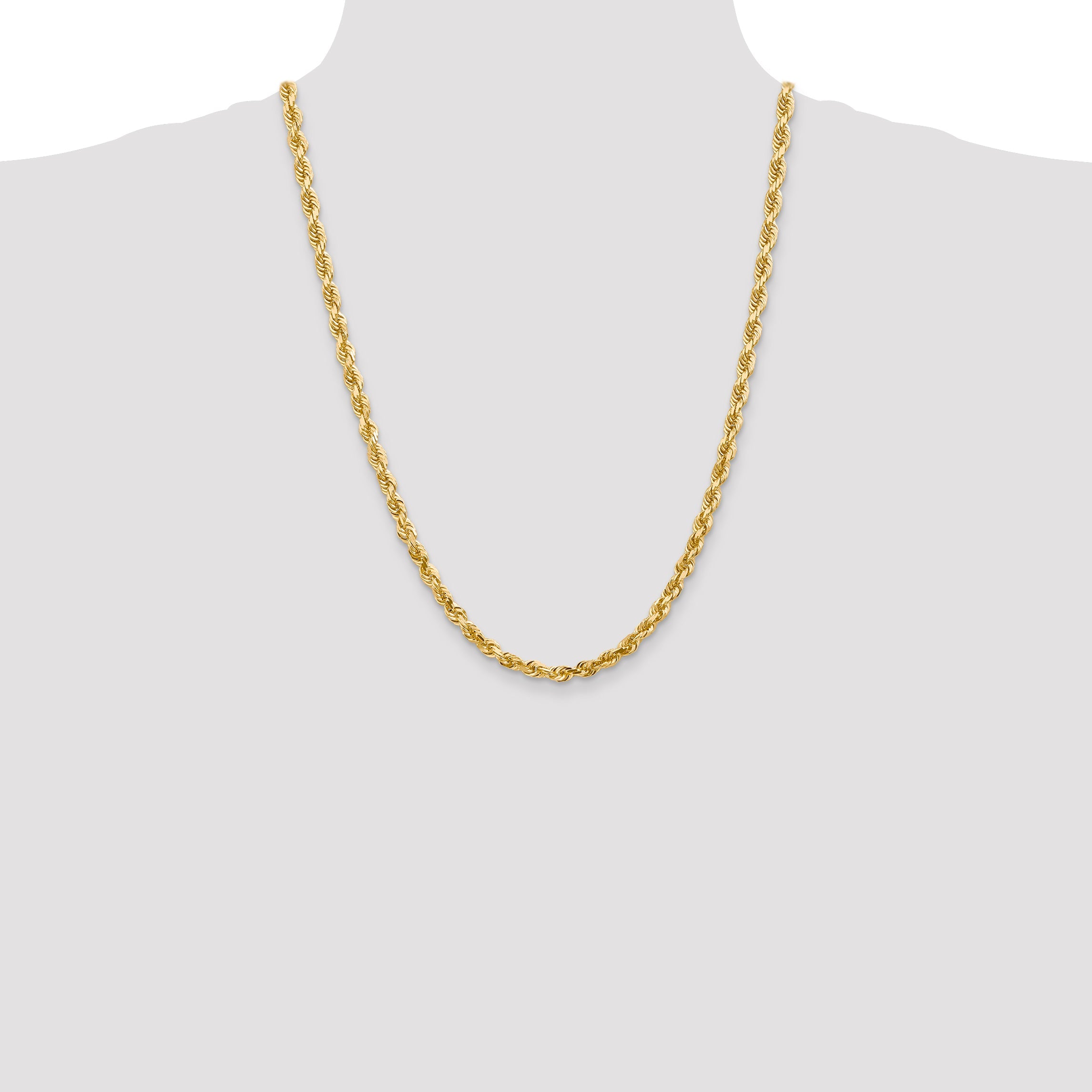 24 Inch 10K Yellow Gold 5mm D/C Quadruple Rope Chain Necklace