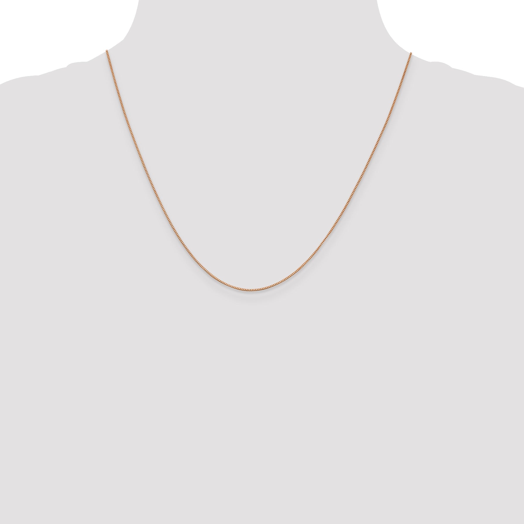 2 Inch 10K Rose Gold .70mm Box Chain Necklace