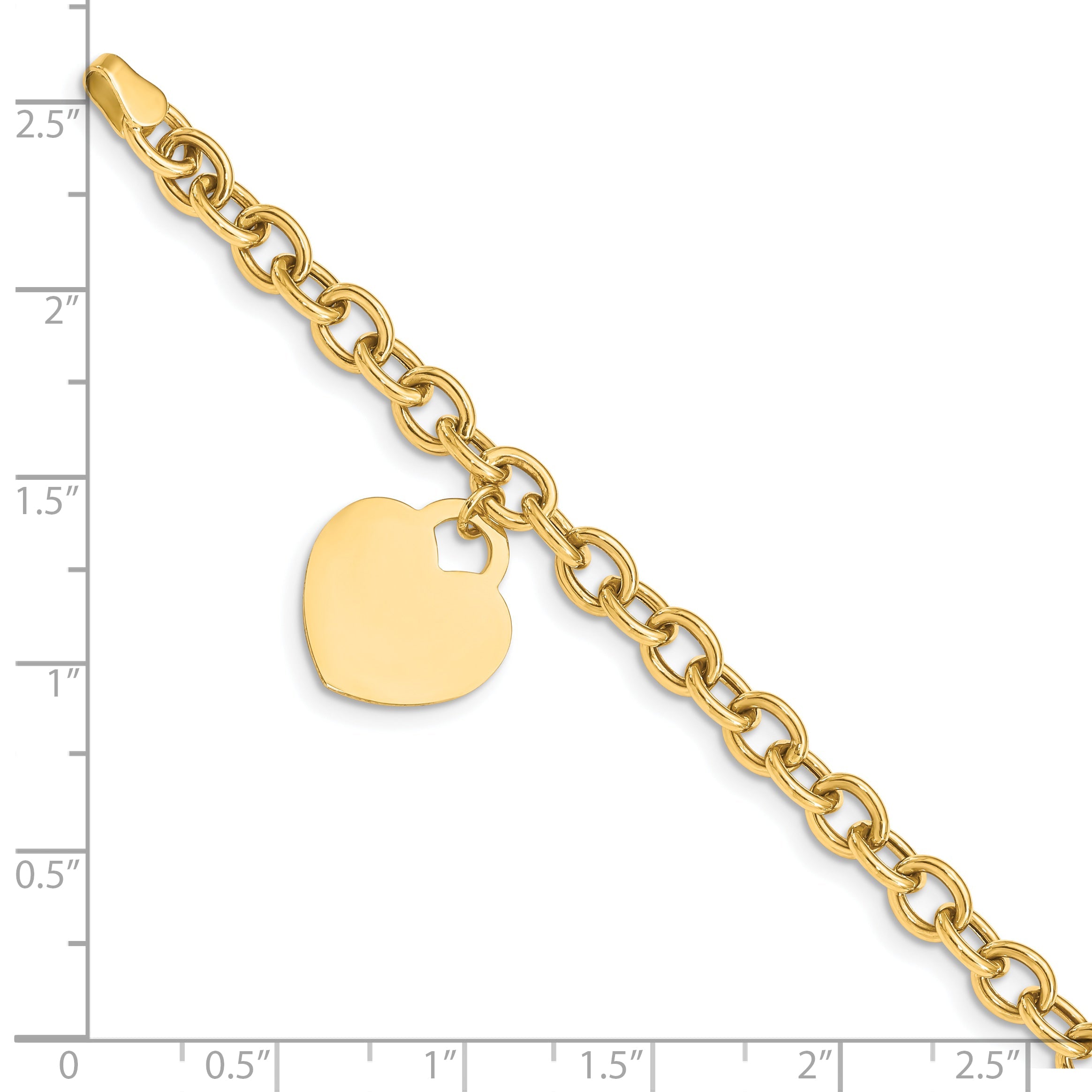 10K Yellow Gold Heart Charm Hollow Bracelet
