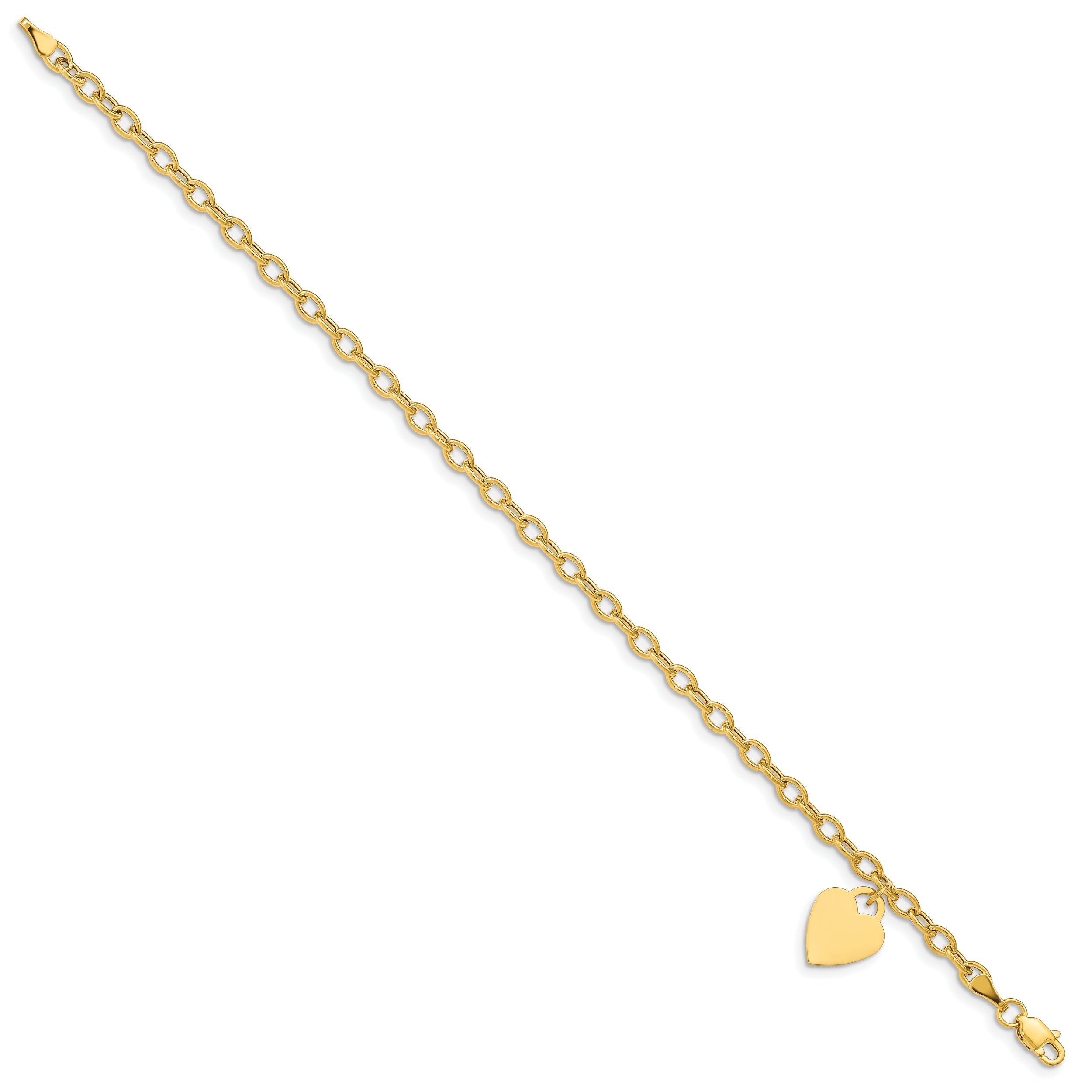 10K Yellow Gold Dangle Heart Child'S Bracelet