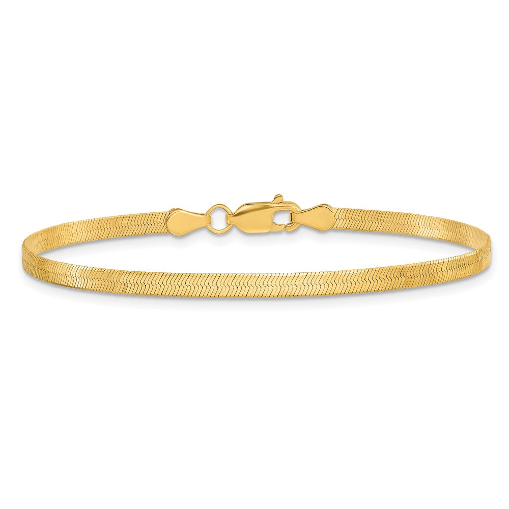 7 Inch 10K Yellow Gold 3mm Silky Herringbone Chain Bracelet