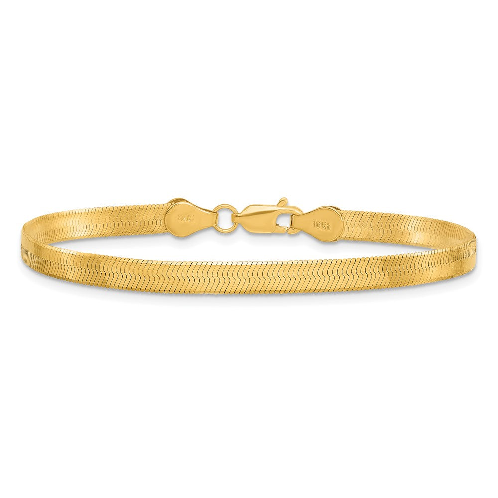 7 Inch 10K Yellow Gold 4mm Silky Herringbone Chain Bracelet