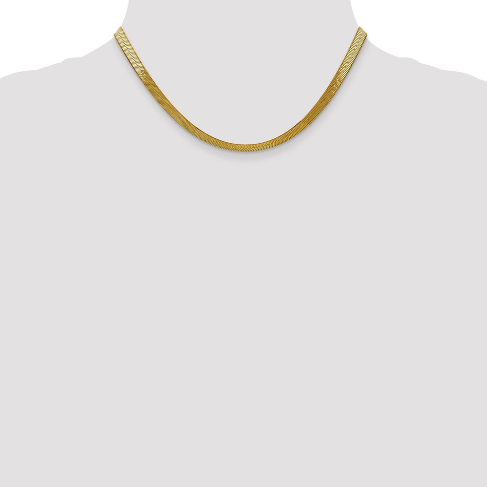 16 Inch 10K Yellow Gold 5mm Silky Herringbone Chain Necklace