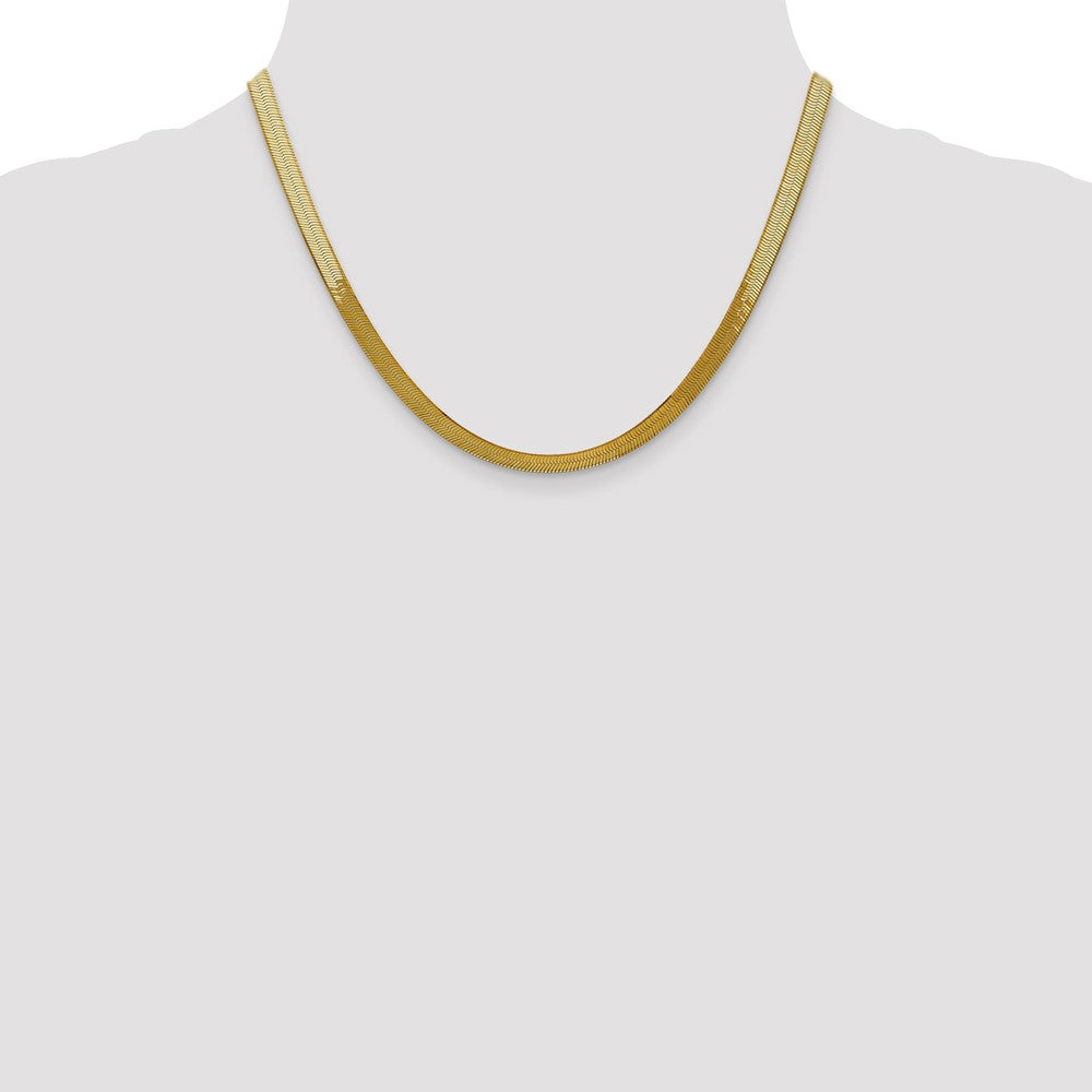 18 Inch 10K Yellow Gold 5mm Silky Herringbone Chain Necklace