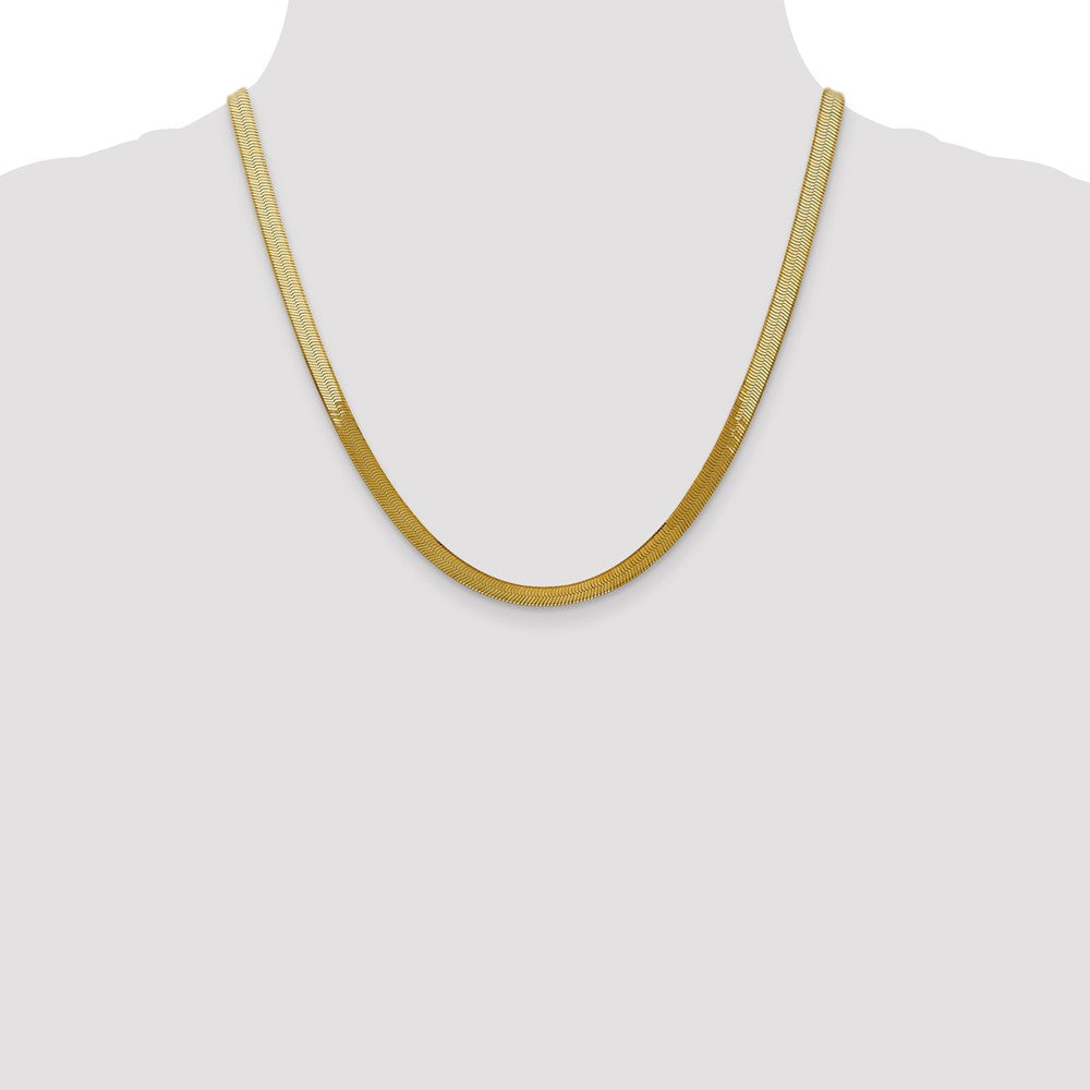 2 Inch 10K Yellow Gold 5mm Silky Herringbone Chain Necklace
