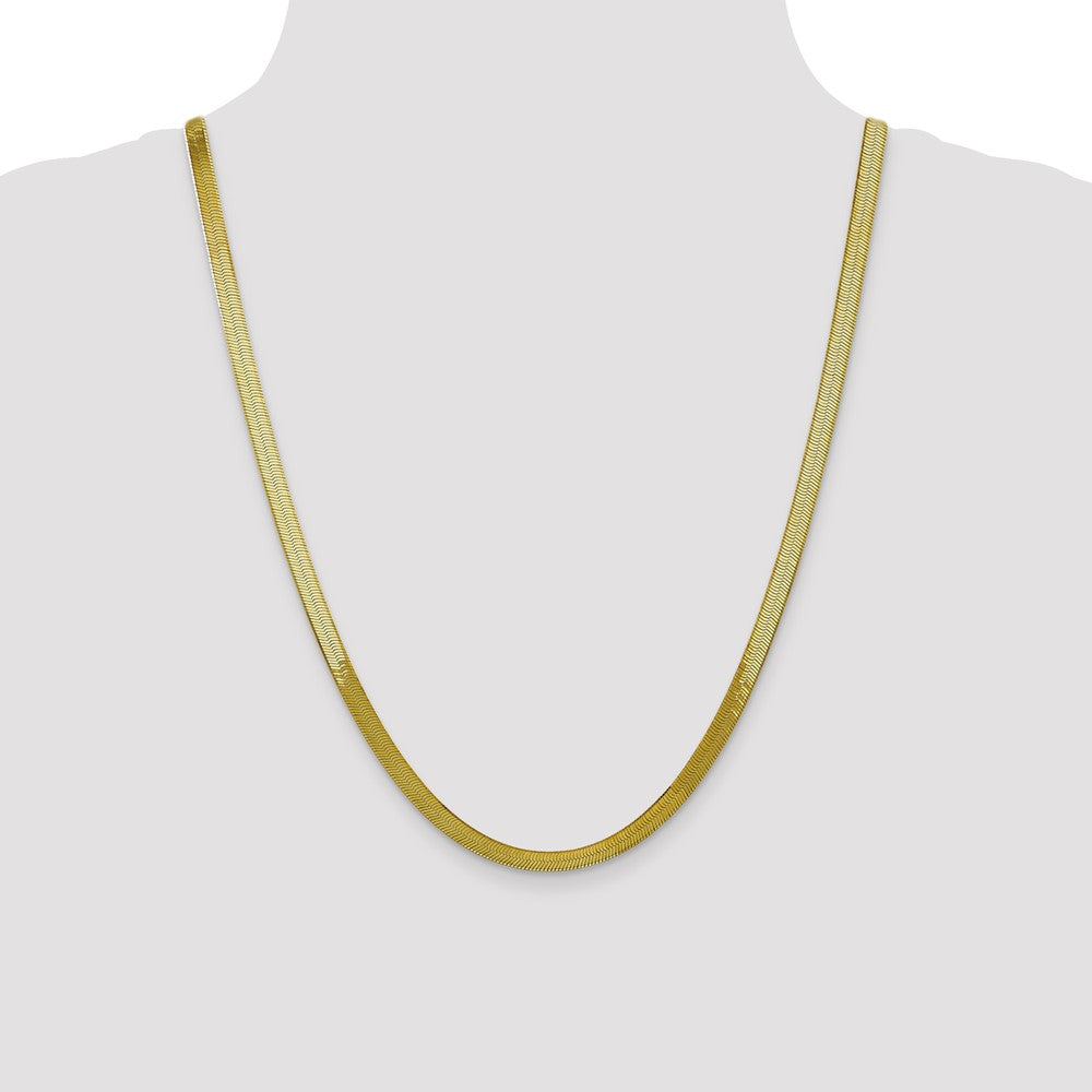 24 Inch 10K Yellow Gold 5mm Silky Herringbone Chain Necklace