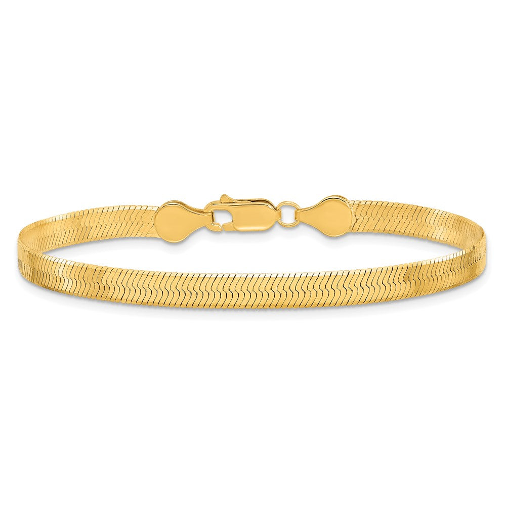 8 Inch 10K Yellow Gold 5mm Silky Herringbone Chain Bracelet
