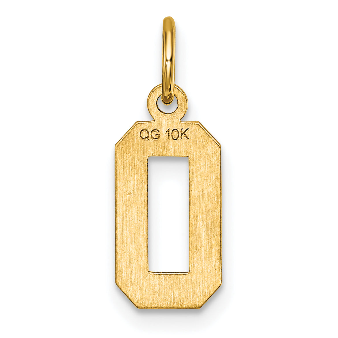 10K Yellow Gold 10Ky Casted Small Diamond-Cut Number 0 Charm