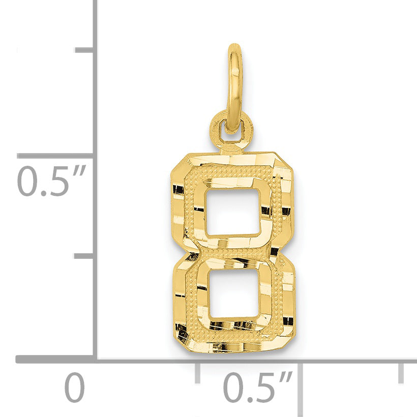 10K Yellow Gold 10Ky Casted Small Diamond-Cut Number 8 Charm