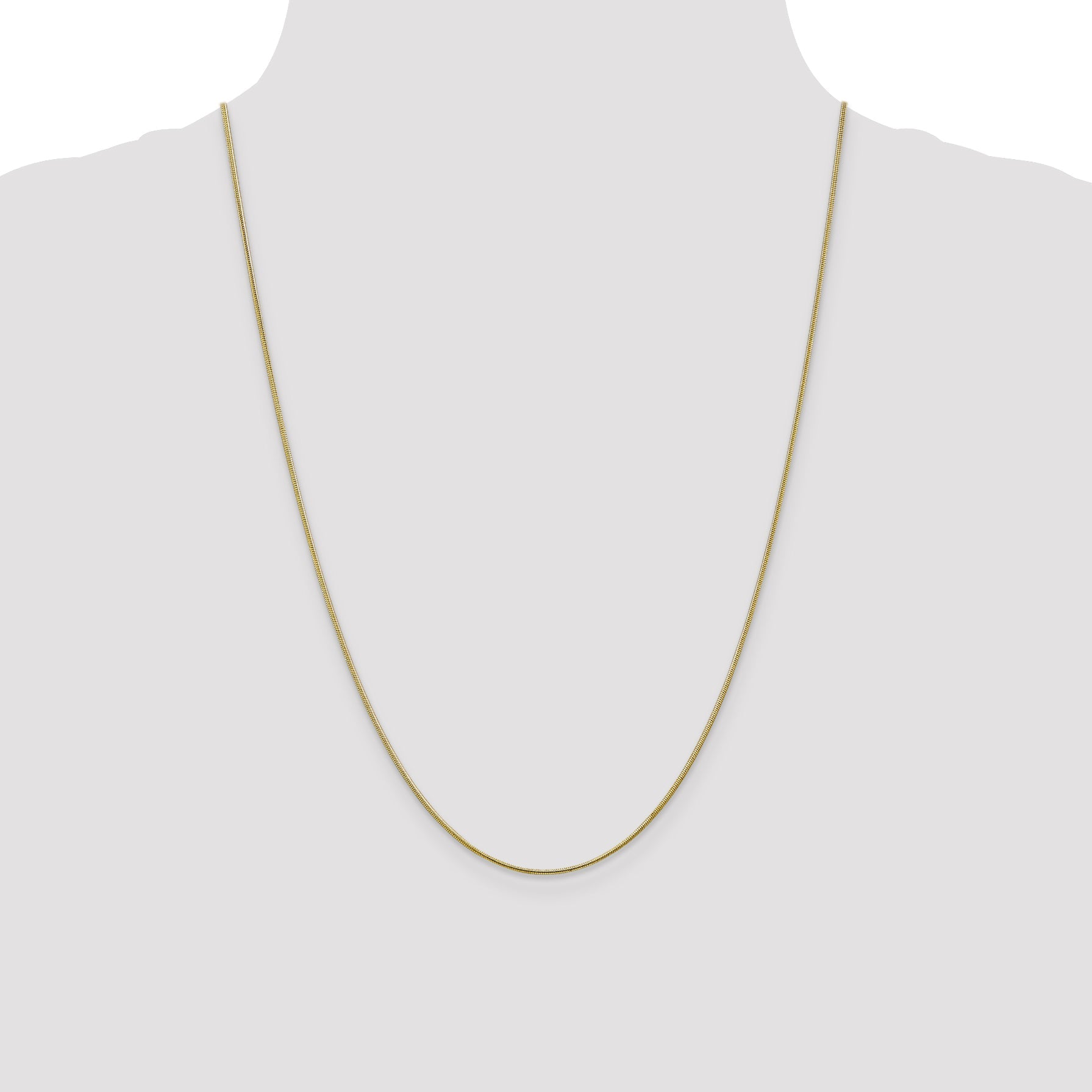 24 Inch 10K Yellow Gold 1.1mm Round Snake Chain Necklace