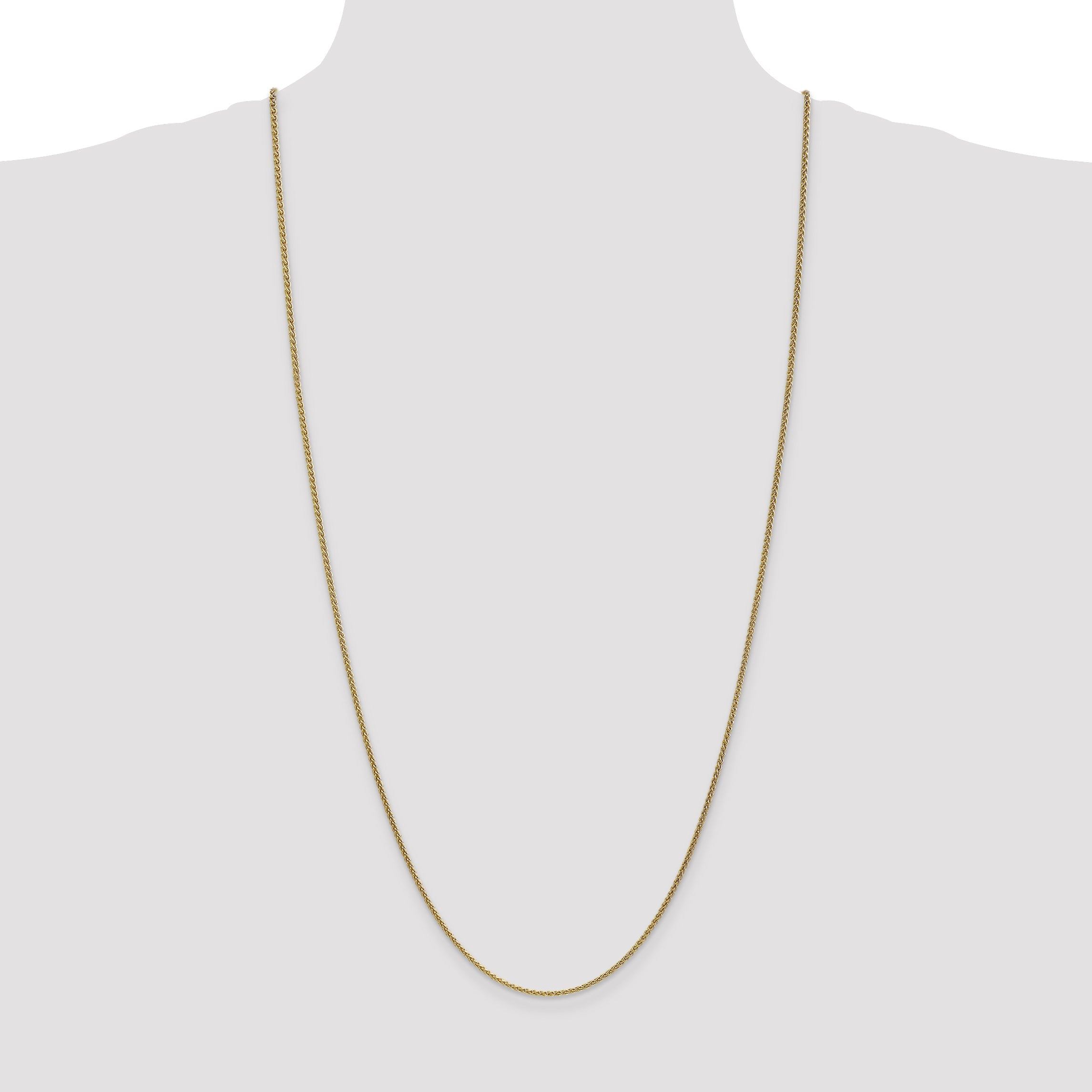 3 Inch 10K Yellow Gold 1.7mm Spiga Chain Necklace