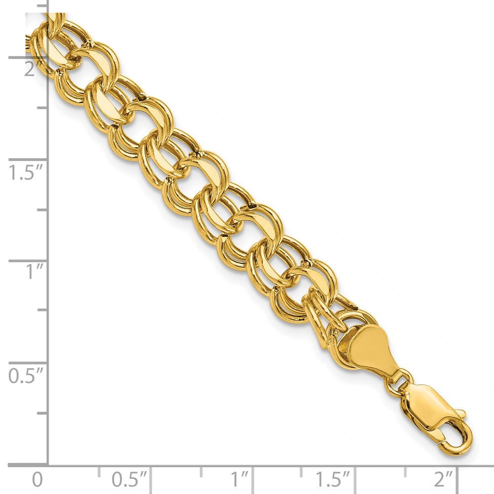 10K Yellow Gold Lite 8mm Double Link Charm Bracelet