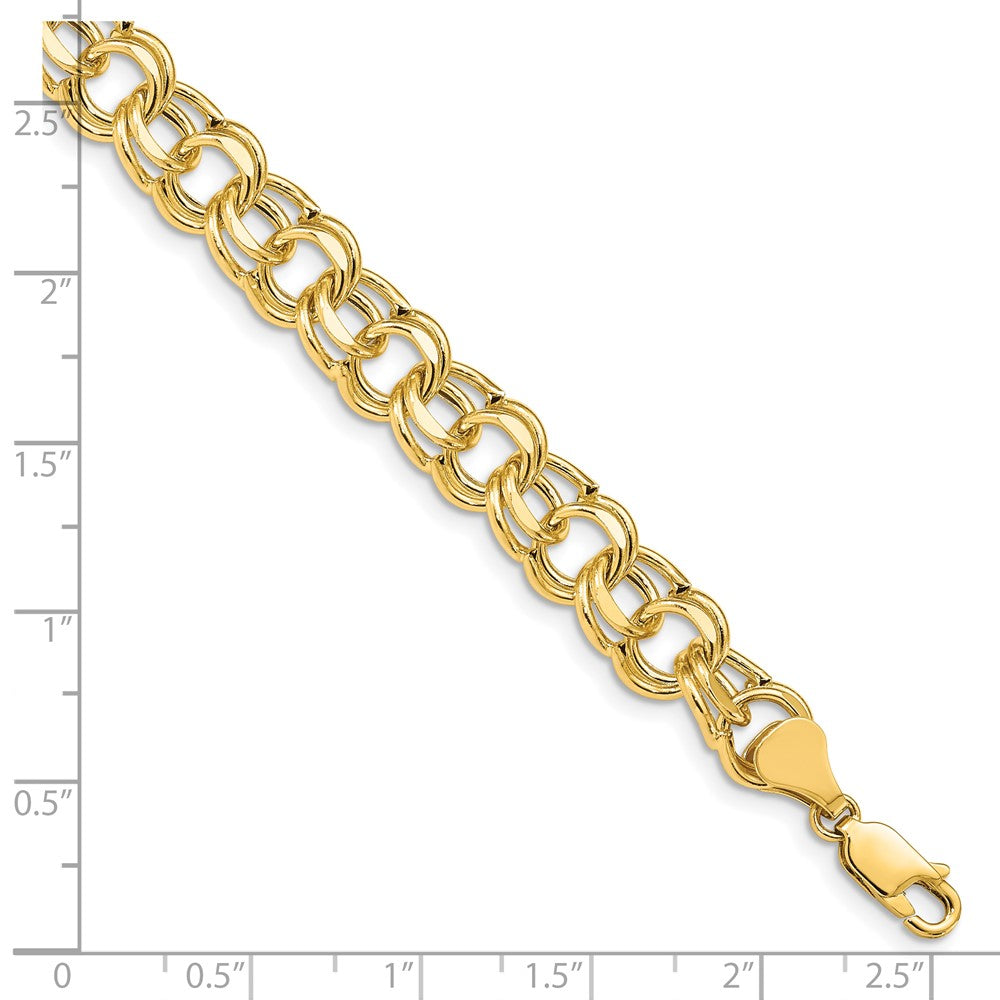 10K Yellow Gold Lite 8.5mm Double Link Charm Bracelet