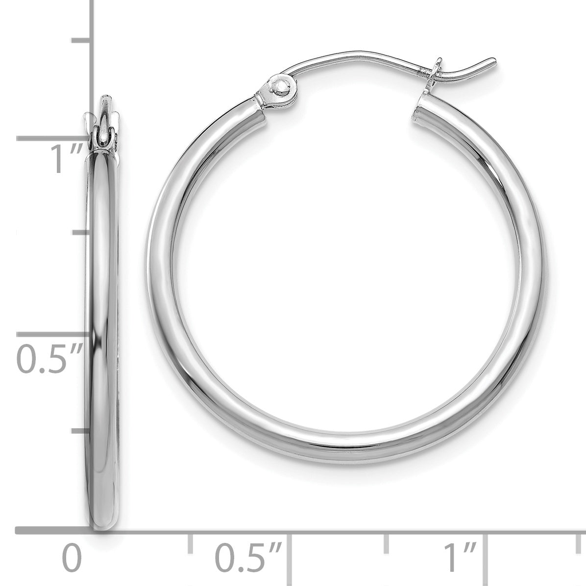 10K White Gold 10K Polished 2mm Lightweight Hoop Earrings