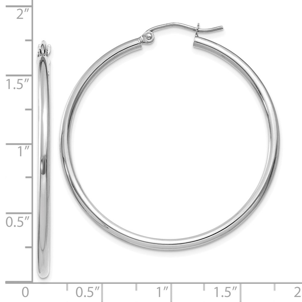 10K White Gold 10K Polished 2mm Lightweight Hoop Earrings