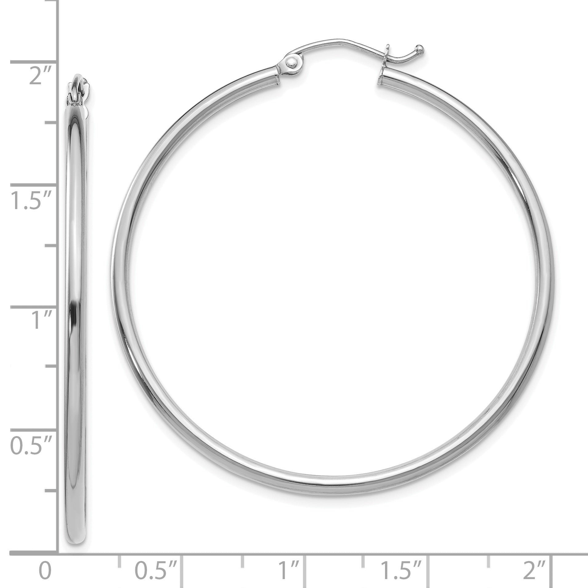 10K White Gold 10K Polished 2mm Lightweight Tube Hoop Earrings