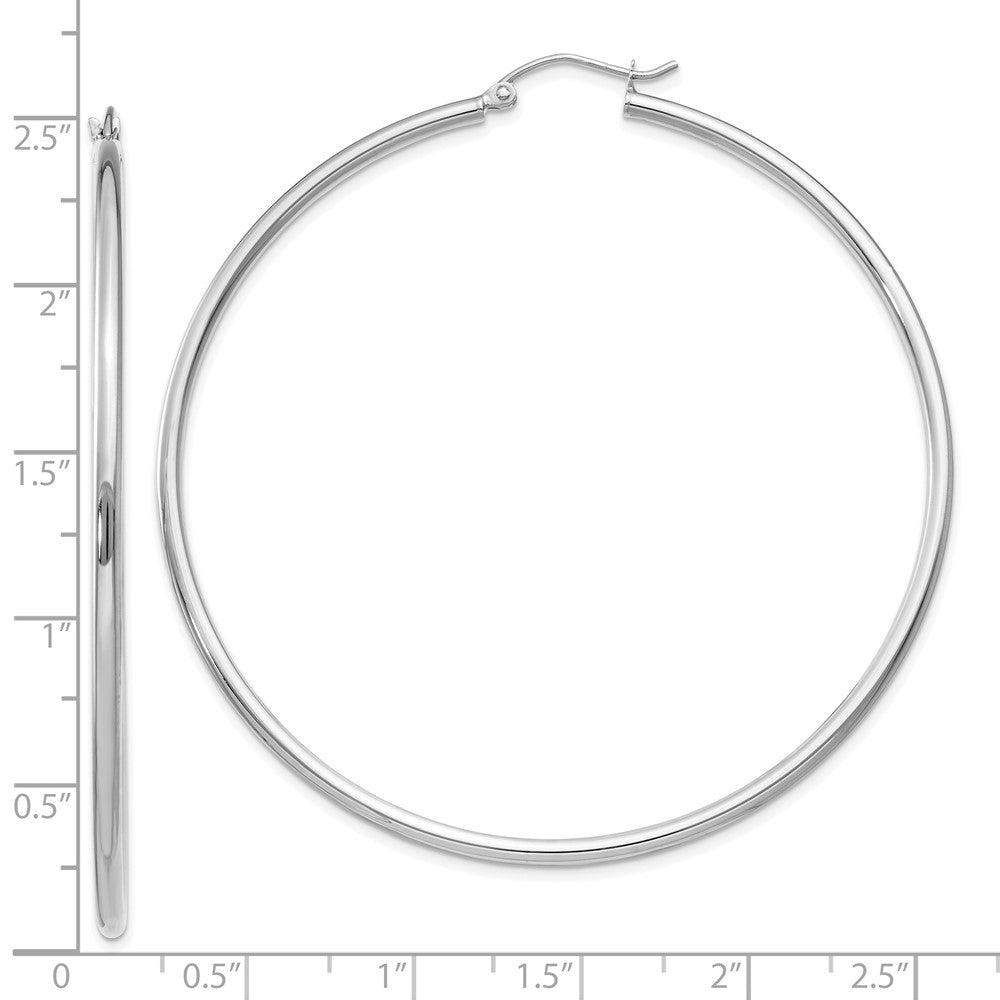 10K White Gold 10K Polished 2mm Lightweight Tube Hoop Earrings