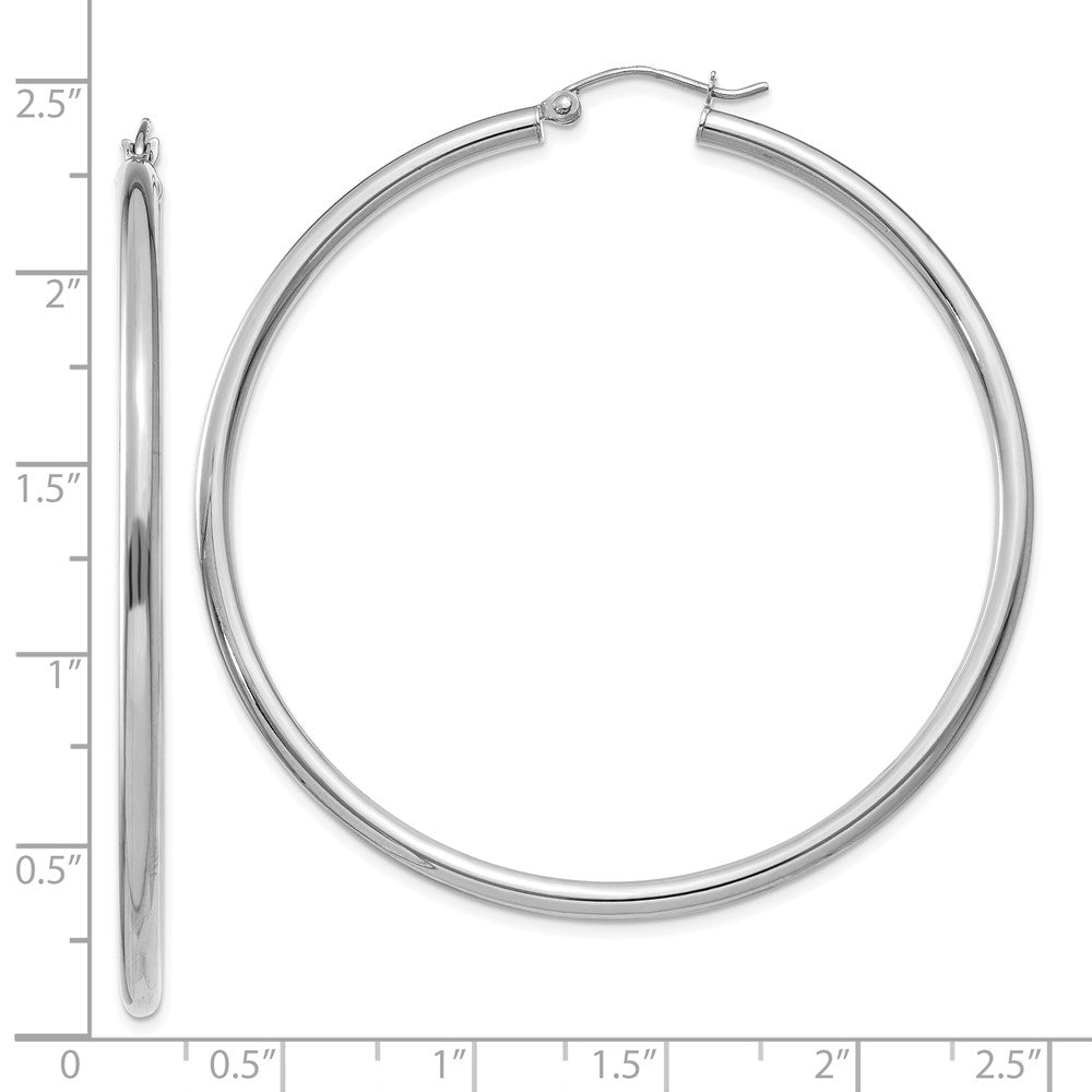 10K White Gold 10K Polished 2.5mm Lightweight Tube Hoop Earrings