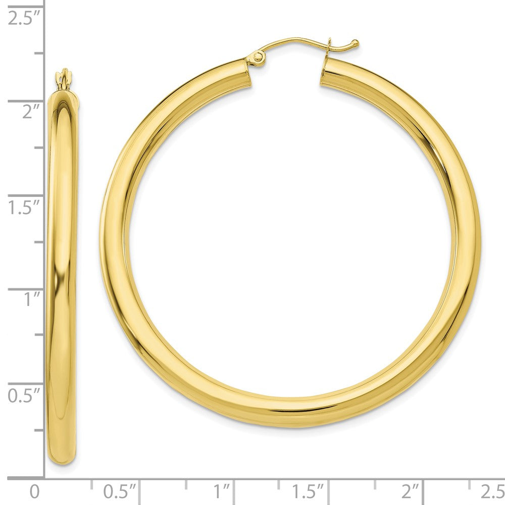 10K Yellow Gold Polished 4mm Tube Hoop Earrings