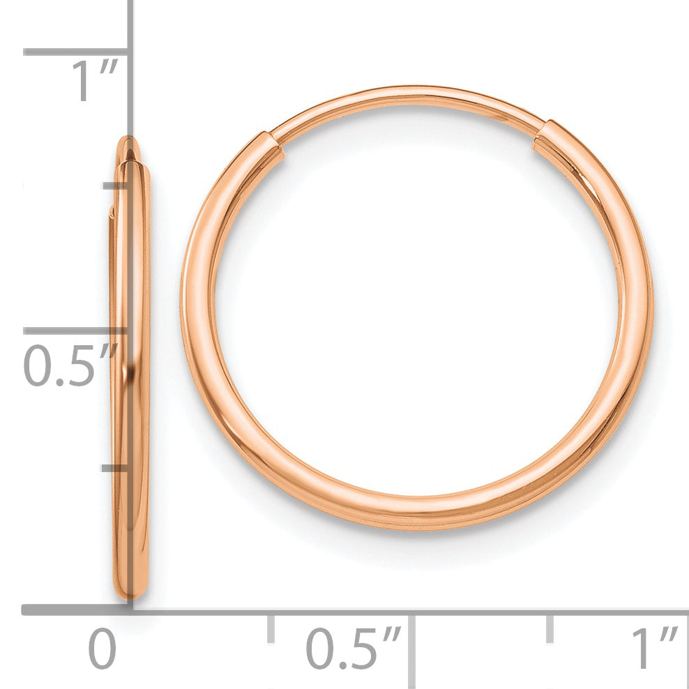 10K Rose Gold Polished Endless Tube Hoop Earrings