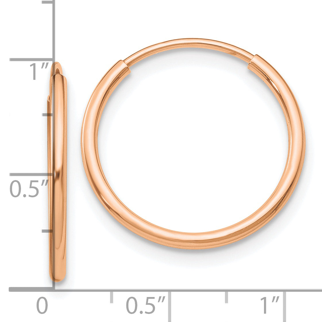 10K Rose Gold Polished Endless Tube Hoop Earrings