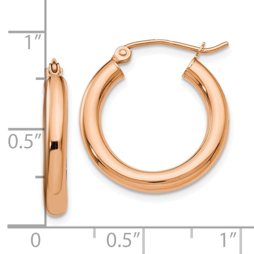 10K Rose Gold 10K Polished 3mm Hoop Earrings