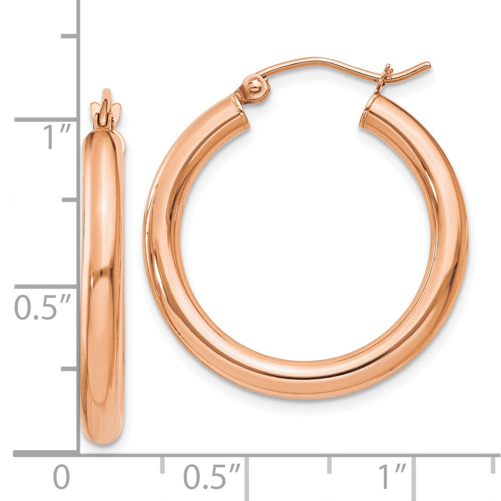 10K Rose Gold 10K Polished 3mm Hoop Earrings