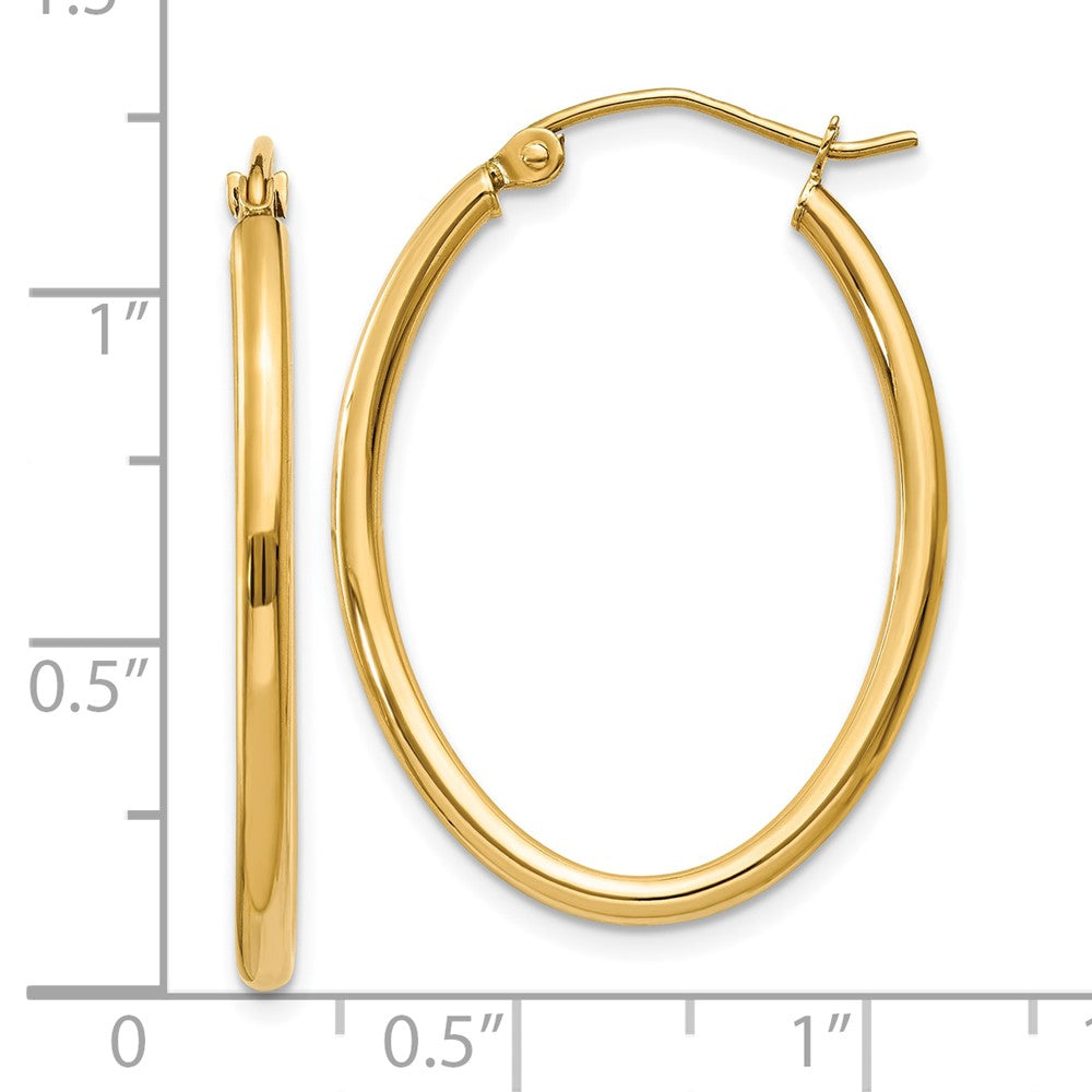 10K Yellow Gold Oval Polished Hoop Earring