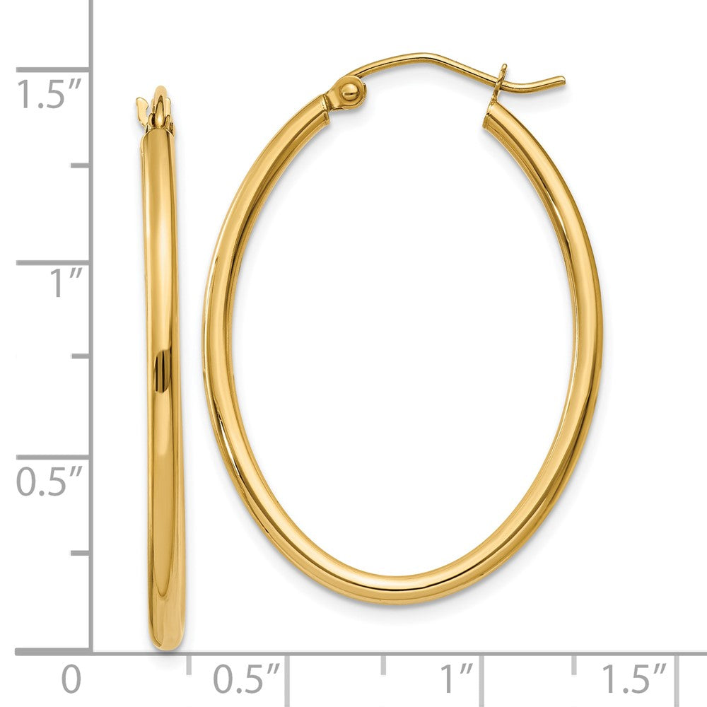 10K Yellow Gold Oval Polished Hoop Earring