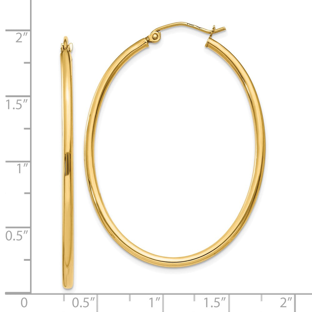 10K Yellow Gold Oval Polished Hoop Earring