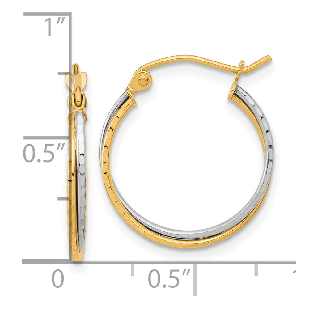 10K Two-Tone Diamond Cut Twisted Hoop Earrings
