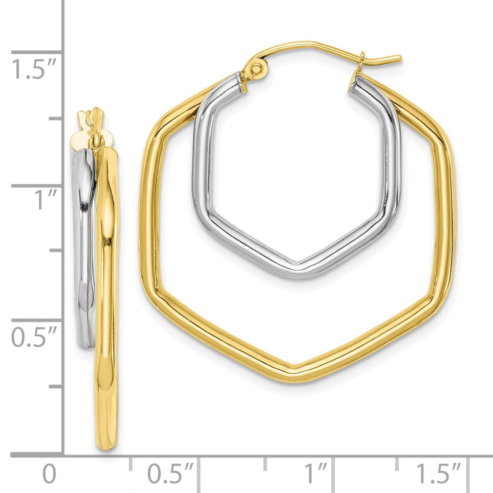 10K Two-Tone Polished Hoop Earrings