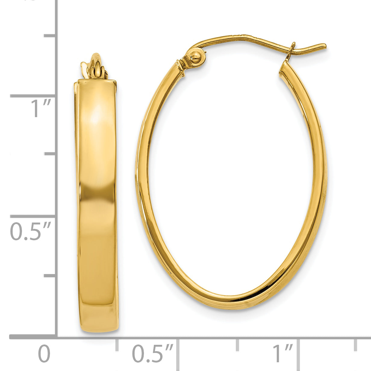 10K Yellow Gold Lightweight Oval Hoop Earrings